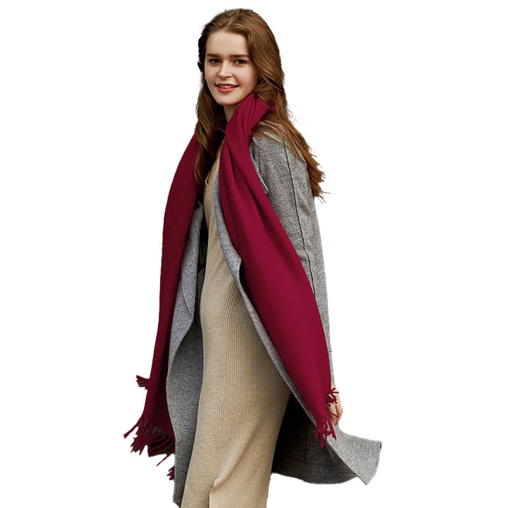 Classic Solid Color Tassel 100% Cashmere Long Scarf
