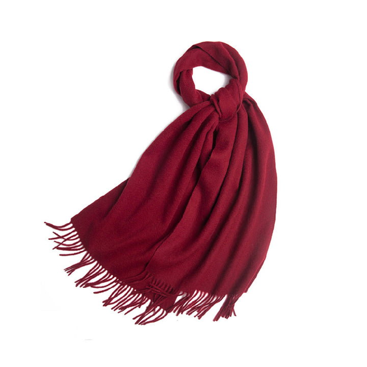 Basic Solid Color Long Cashmere Scarf with Tassels