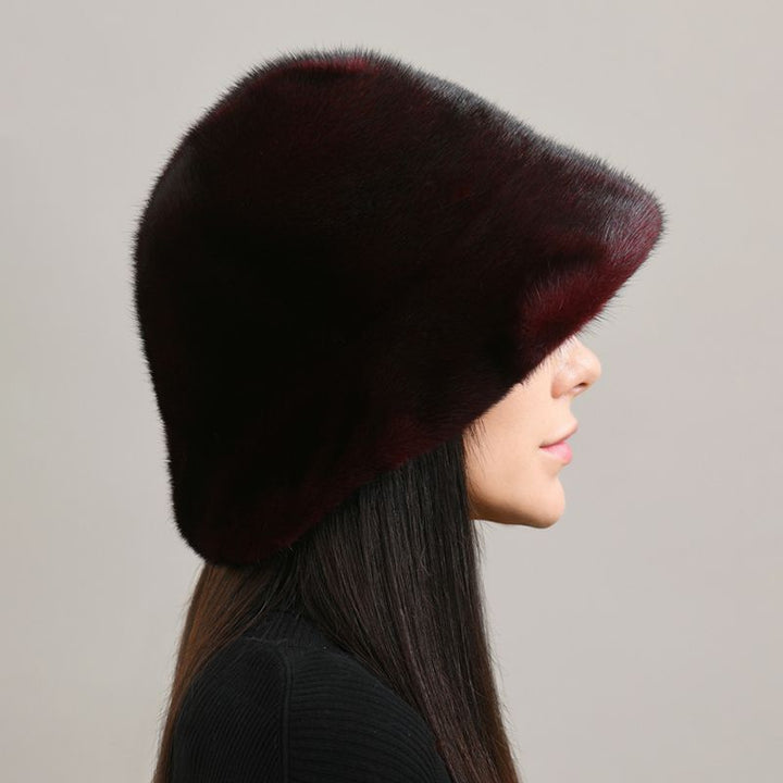 Luxury Real Mink Fur Bucket Hat Soft Warm Elegant Winter Hat for Women