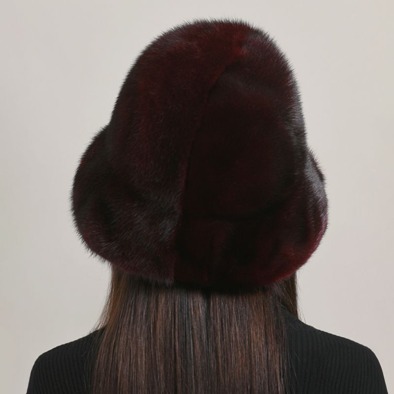 Luxury Real Mink Fur Bucket Hat Soft Warm Elegant Winter Hat for Women