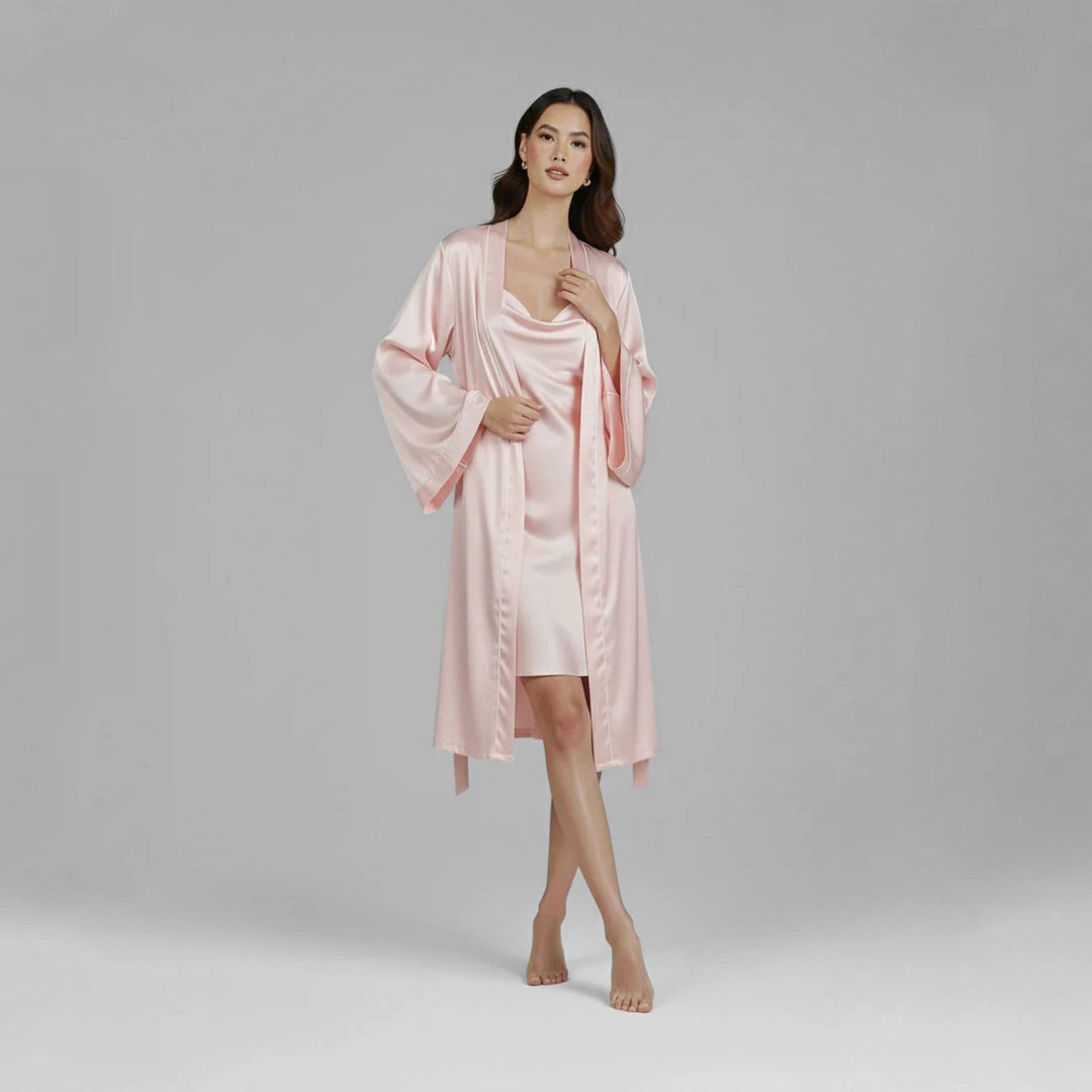 22 Momme Cowl Neck 100% Mulberry Silk Chemise Nightgown Luxury Sleepwear