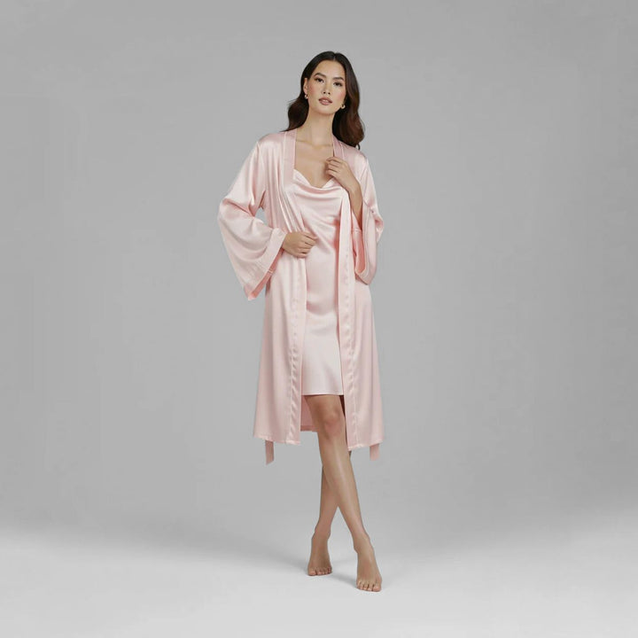 22 Momme Cowl Neck 100% Mulberry Silk Chemise Nightgown Luxury Sleepwear