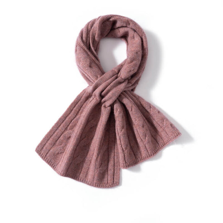 Easy-Tie Classic Cable-Knit 100% Pure Cashmere Scarf