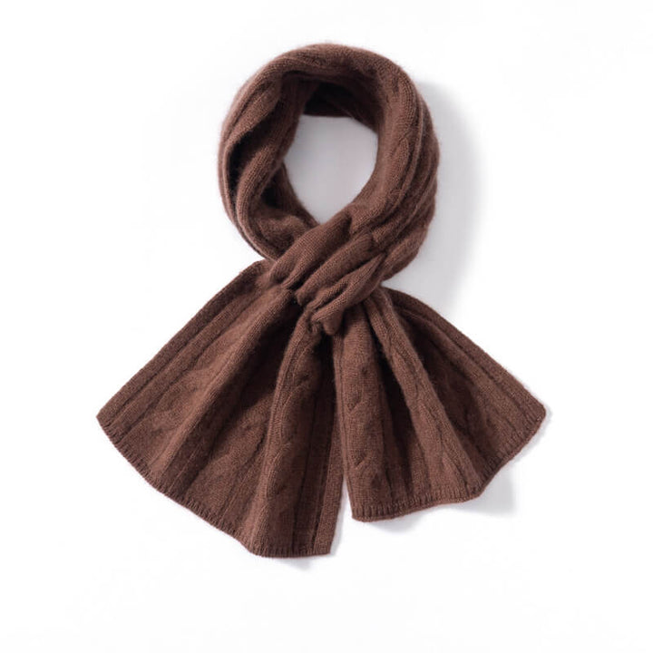 Easy-Tie Classic Cable-Knit 100% Pure Cashmere Scarf