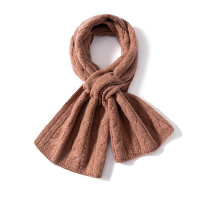 Easy-Tie Classic Cable-Knit 100% Pure Cashmere Scarf