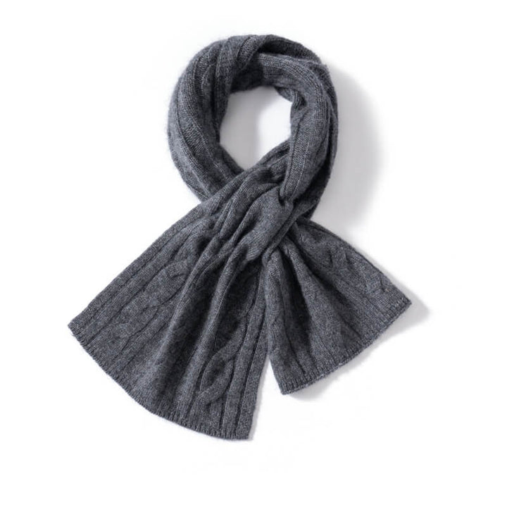 Easy-Tie Classic Cable-Knit 100% Pure Cashmere Scarf