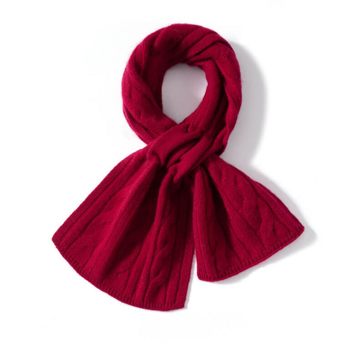 Easy-Tie Classic Cable-Knit 100% Pure Cashmere Scarf