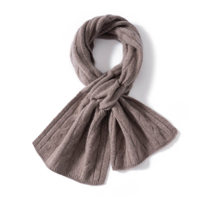Easy-Tie Classic Cable-Knit 100% Pure Cashmere Scarf