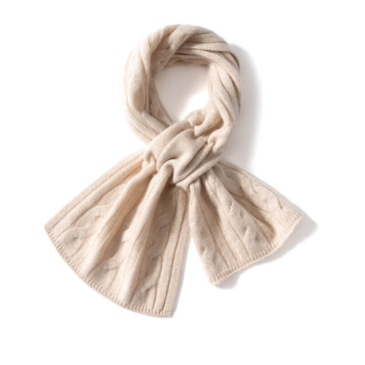 Easy-Tie Classic Cable-Knit 100% Pure Cashmere Scarf
