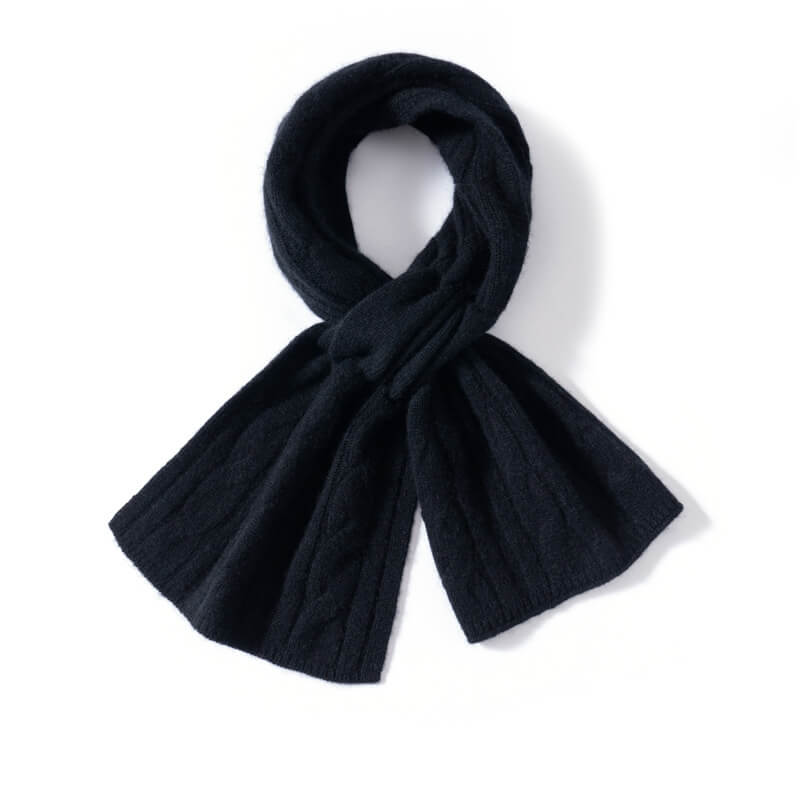 Easy-Tie Classic Cable-Knit 100% Pure Cashmere Scarf