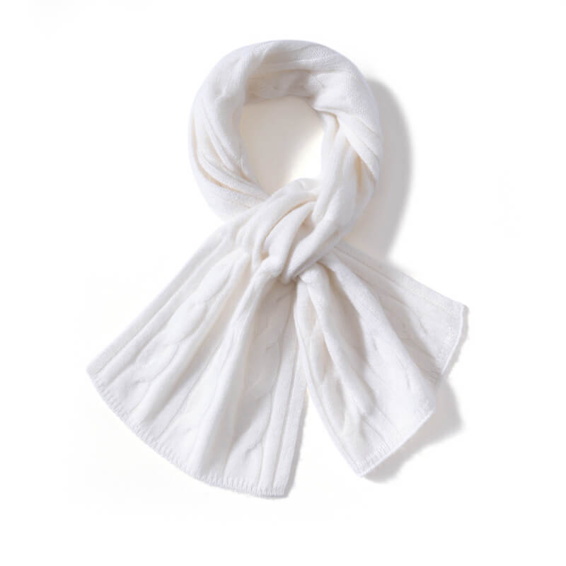 Easy-Tie Classic Cable-Knit 100% Pure Cashmere Scarf