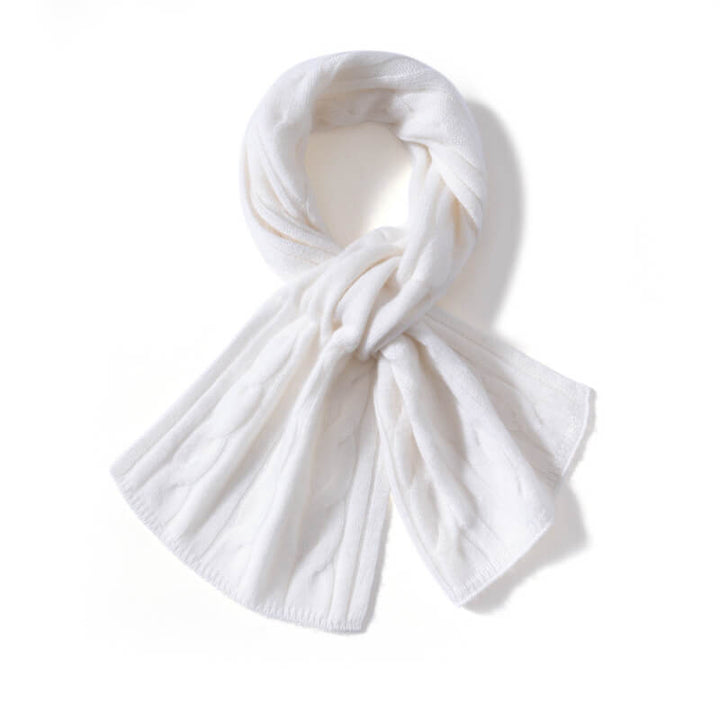Easy-Tie Classic Cable-Knit 100% Pure Cashmere Scarf
