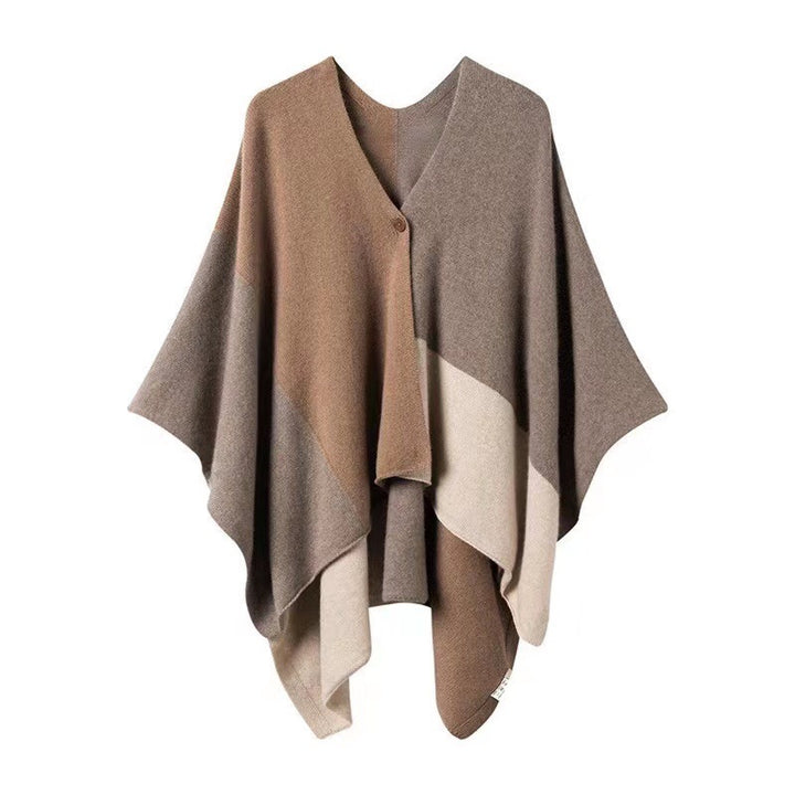 Button-up Fashion Color Block Pure Cashmere Wraps