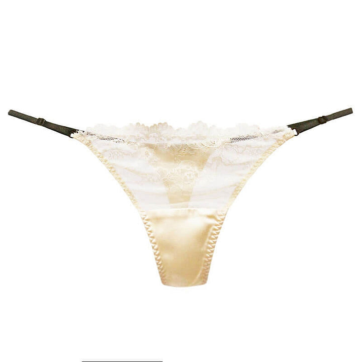 Floral Mesh Silk Thong Panty