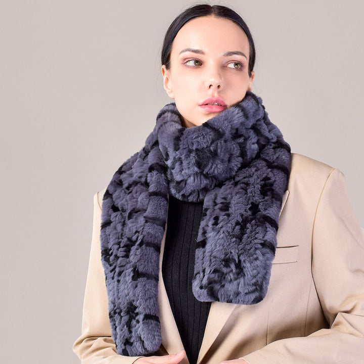 Real Rabbit Fur Scarf Women Winter Soft Warm Fashion Long Scarves