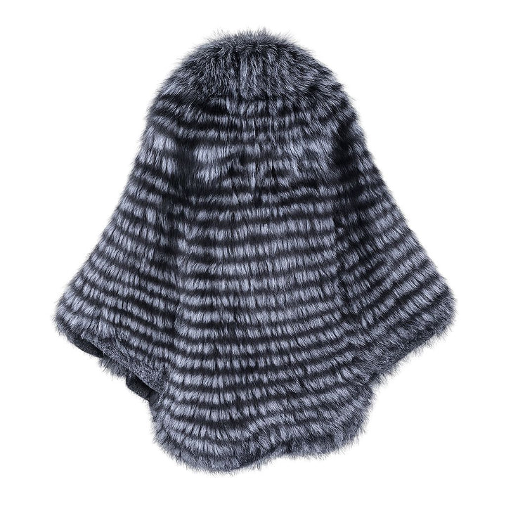 Genuine Silver Fox Fur Cape Poncho Elegant Winter Oversized Fur Shawl Wrap with Knitted Lining for Women