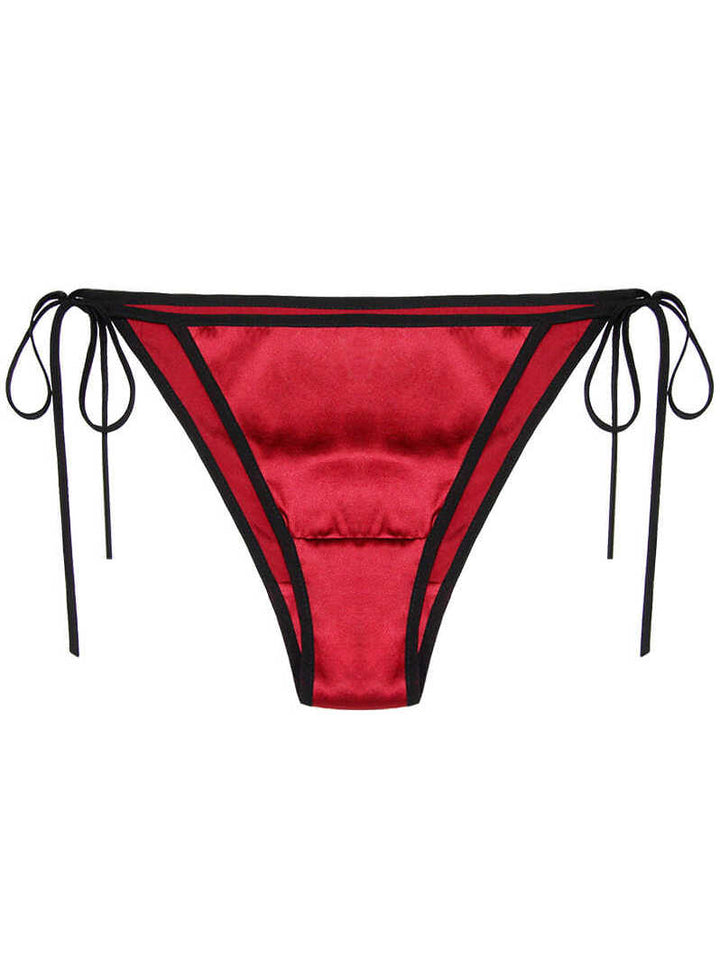 Cheeky Lace-up Charmeuse Silk Panty
