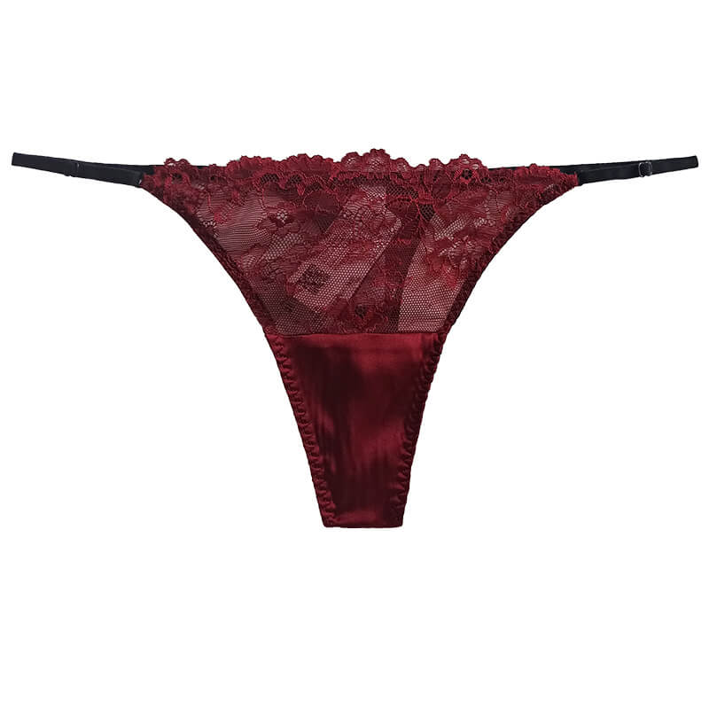 Floral Mesh Silk Thong Panty