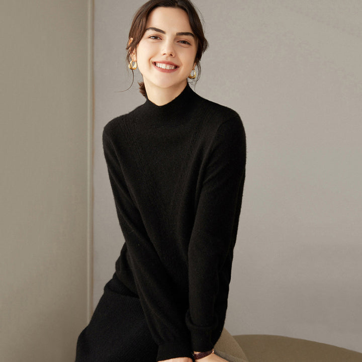 Classic Seamless Superfine Cashmere Mock-Neck Sweater CP002