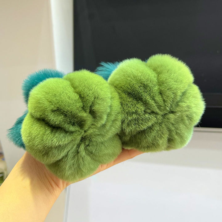 Genuine Rabbit Fur Pumpkin Keychain Fluffy Cute Backpack Charm Gift