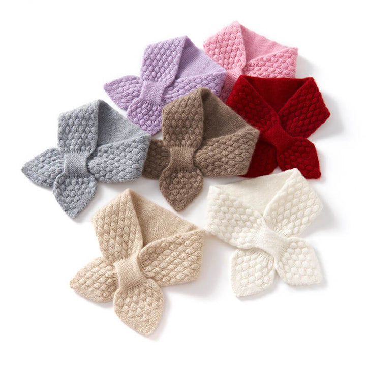 Cute Simple Style 100% Cashmere Cross Short Scarf for Families