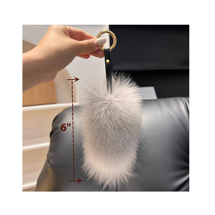 Cute Small Tail Real Fox Fur Keychain Luxury Fluffy Fur Bag Charm