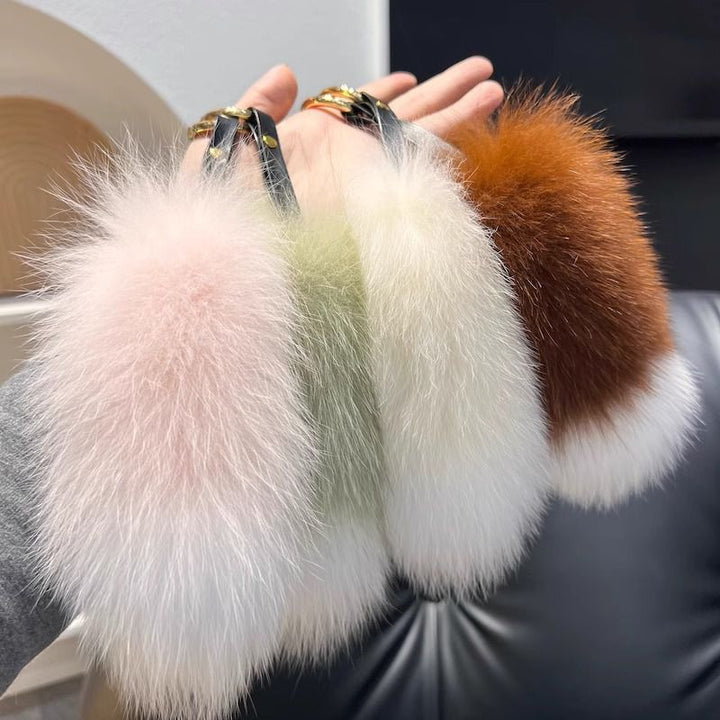 Cute Small Tail Real Fox Fur Keychain Luxury Fluffy Fur Bag Charm
