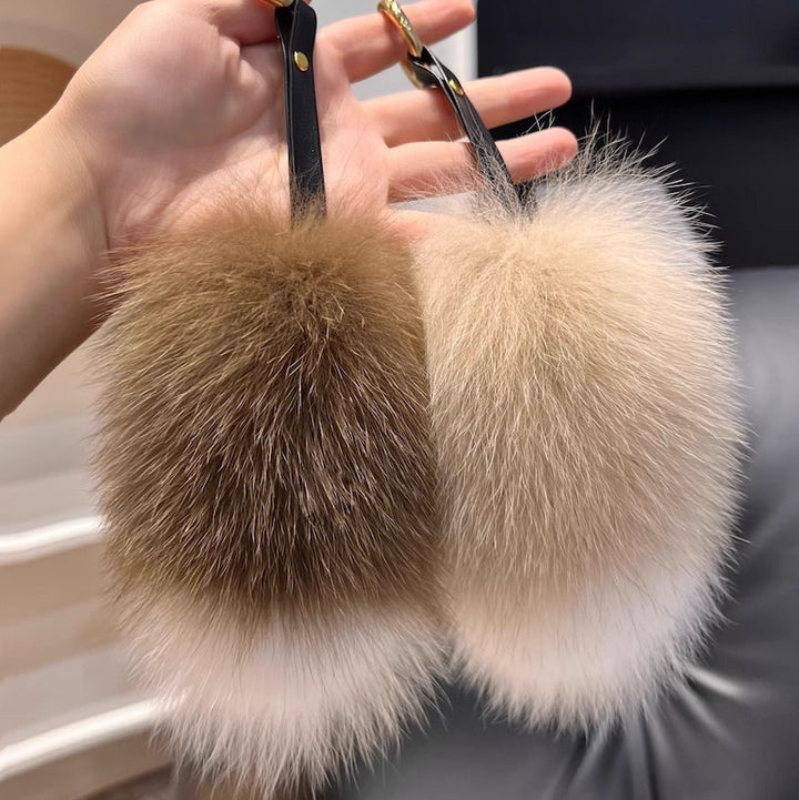 Cute Small Tail Real Fox Fur Keychain Luxury Fluffy Fur Bag Charm
