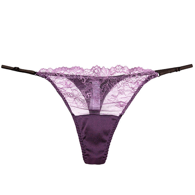 Floral Mesh Silk Thong Panty