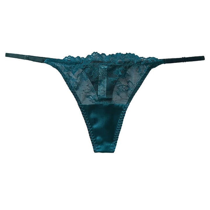 Floral Mesh Silk Thong Panty