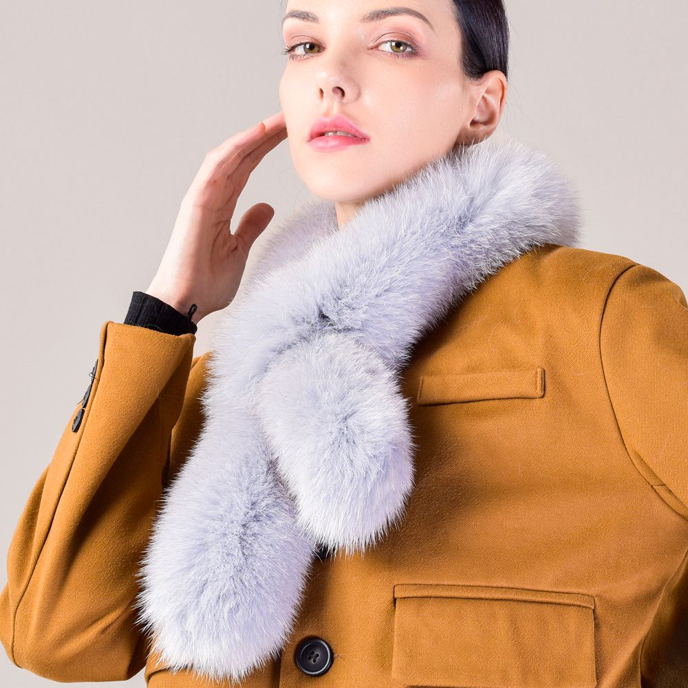 Women’s Real Fox Fur Scarf Winter Fluffy Soft Collar Wrap for Coats & Jackets