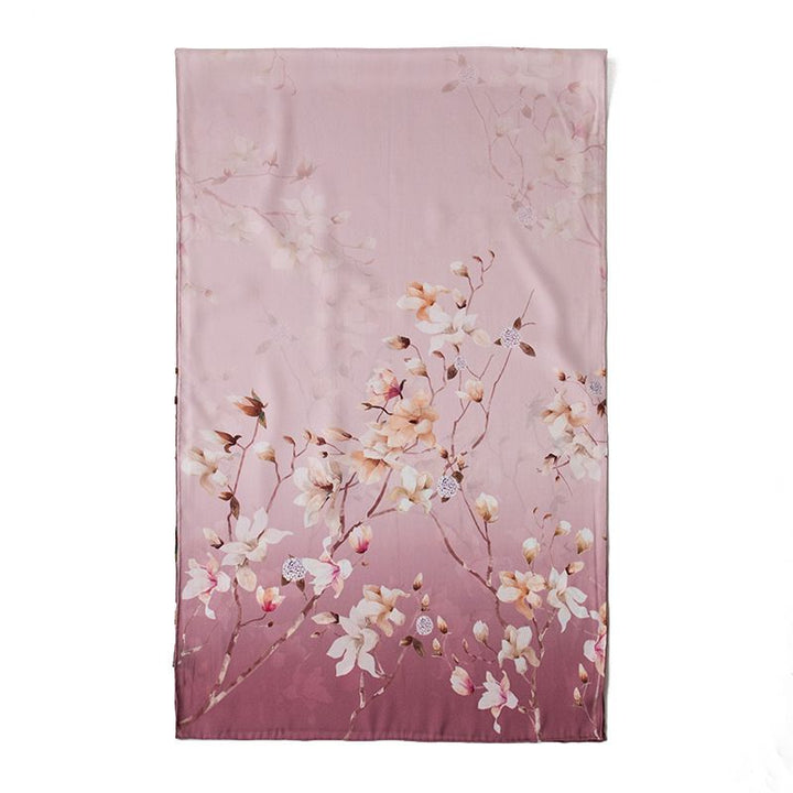 69" x 21" Womens Long Floral Printed Mulberry Silk Scarf Lightweight Luxury Wrap Neck Shawl