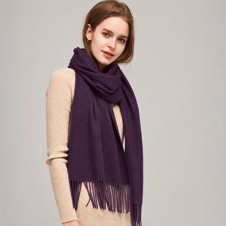 Classic Long Cashmere Scarf with Tassels
