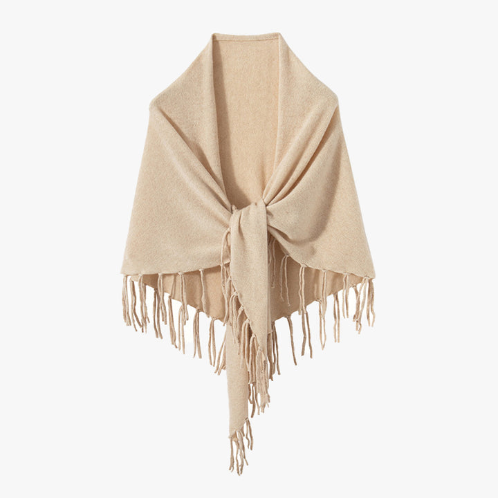 Thickened 100% Cashmere Triangle Shawl Scarf with Chic Tassels