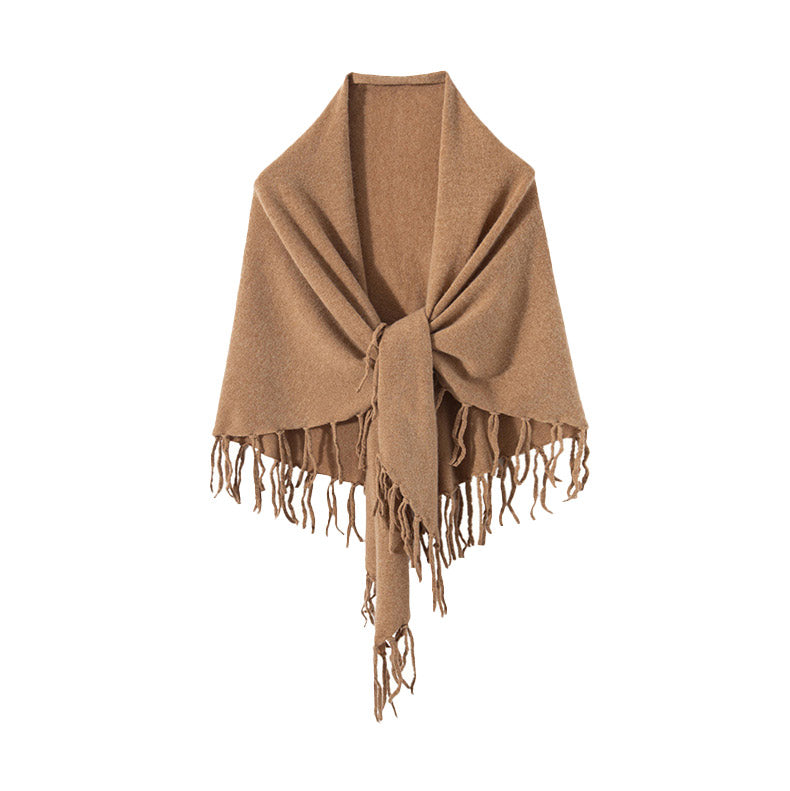 Women's Thickened 100% Cashmere Fringed Shawl Scarf