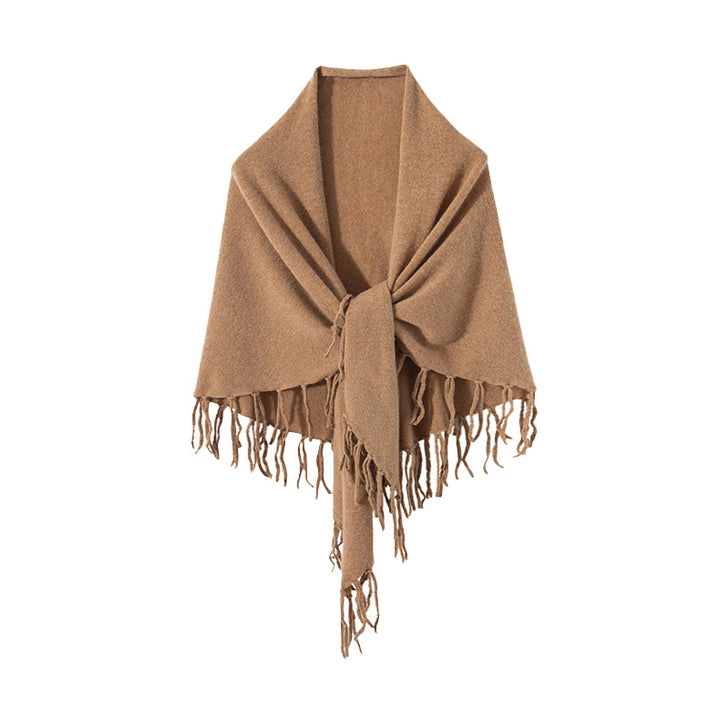 Women's Thickened 100% Cashmere Fringed Shawl Scarf