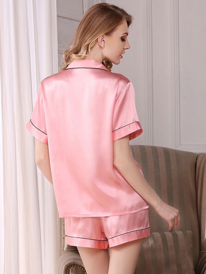 19 Momme Classic Silk Pajama Shorts Set with Trimming