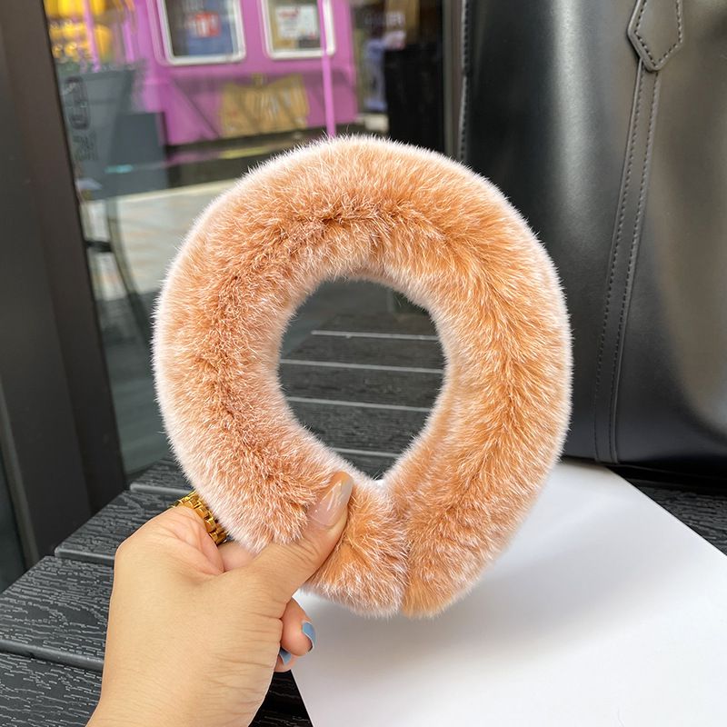 Real Rabbit Fur Headband Women's Soft Plush Leopard Print Hair Accessories