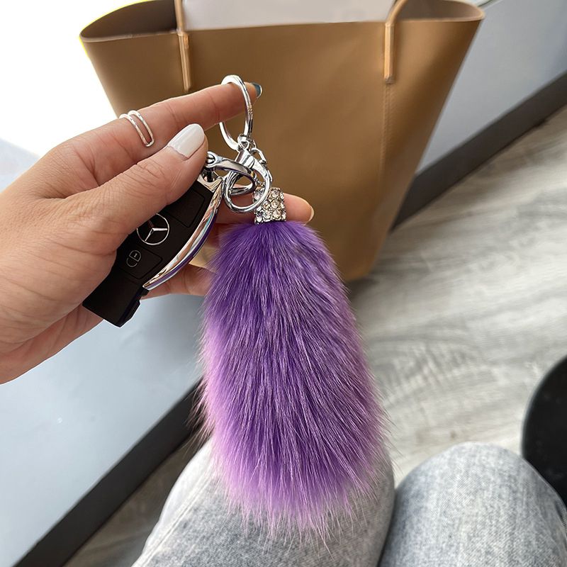 Genuine Fox Fur Keychain Fluffy Pom-Pom Luxury Bag Charm Plush Tail
