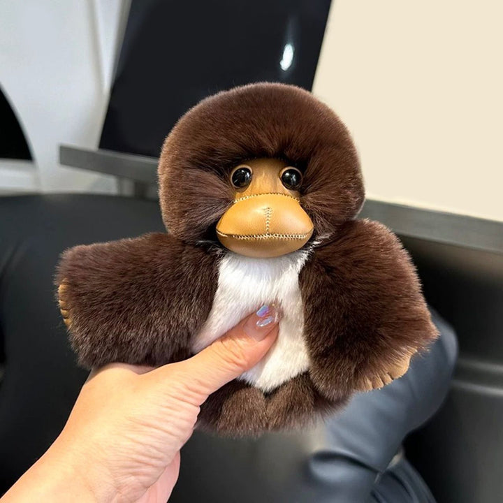 Real Rabbit Fur Cute Fluffy Plush Monkey Keychain Key Ring Luxury Bag Charm