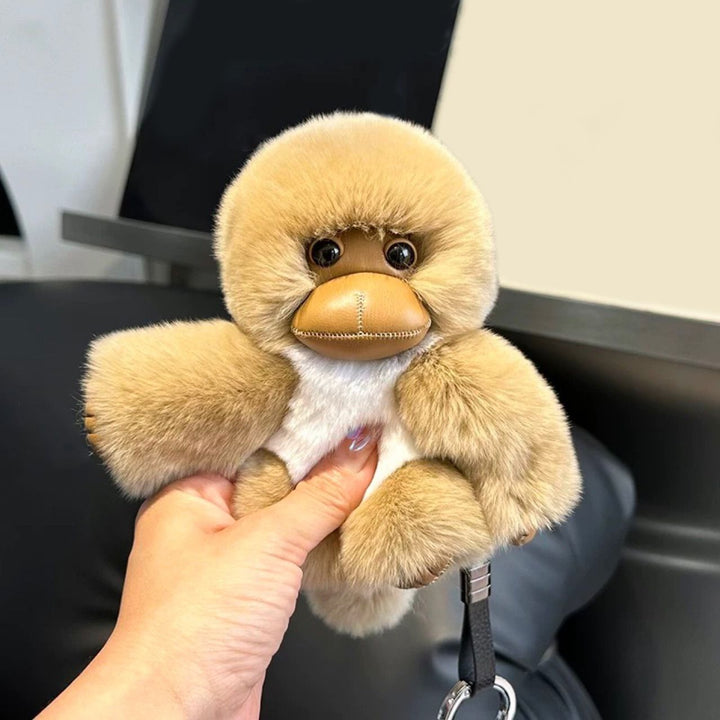 Real Rabbit Fur Cute Fluffy Plush Monkey Keychain Key Ring Luxury Bag Charm