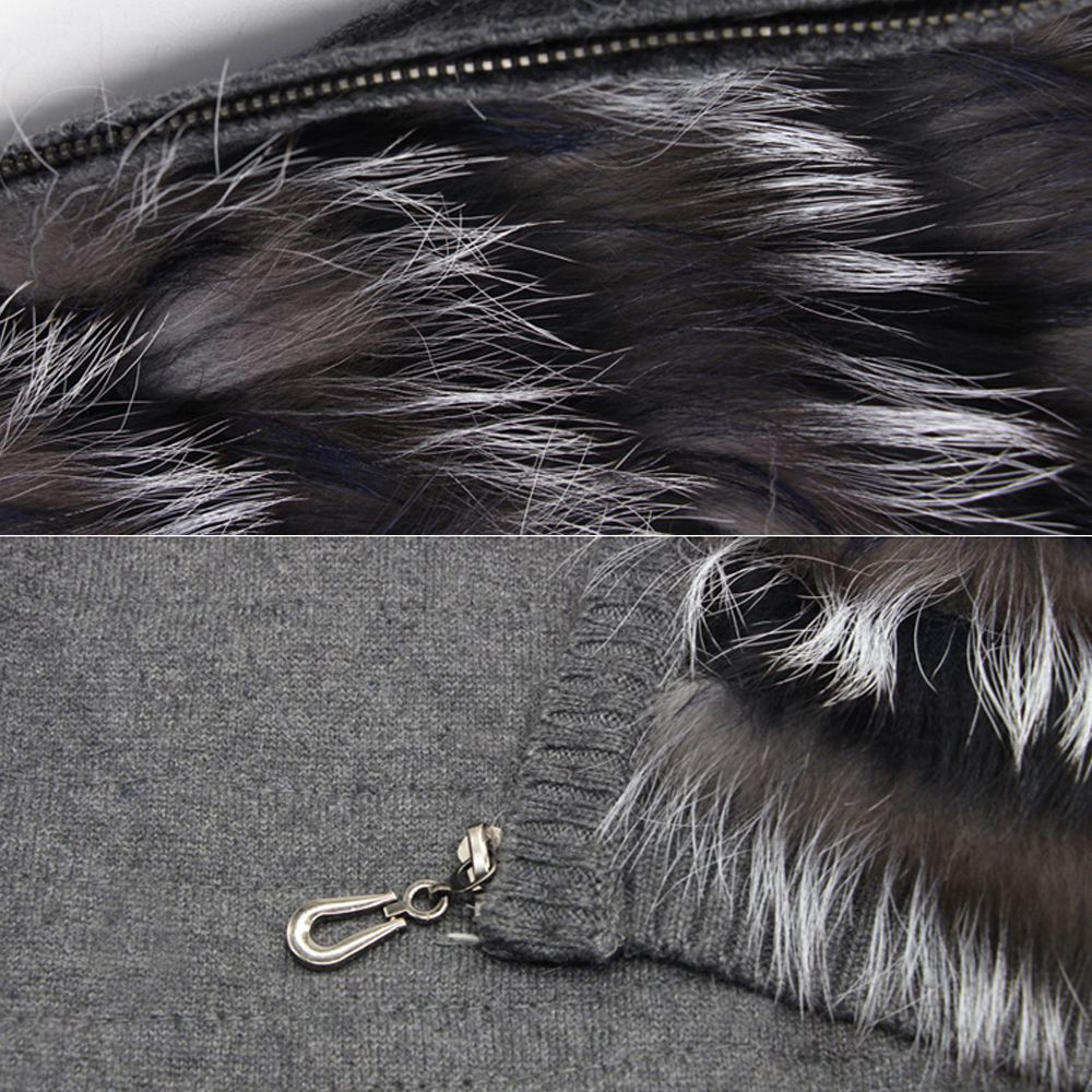 Genuine Silver Fox Fur Cape Poncho Elegant Winter Oversized Fur Shawl Wrap with Knitted Lining for Women