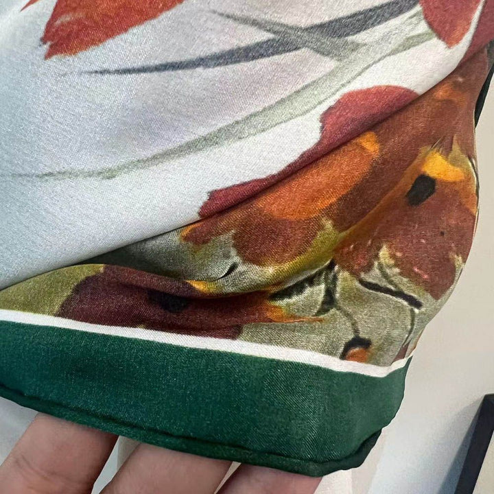 43" x 43" Printed 100% Mulberry Silk Square Scarf for Women Large Luxury Headscarf & Shawl