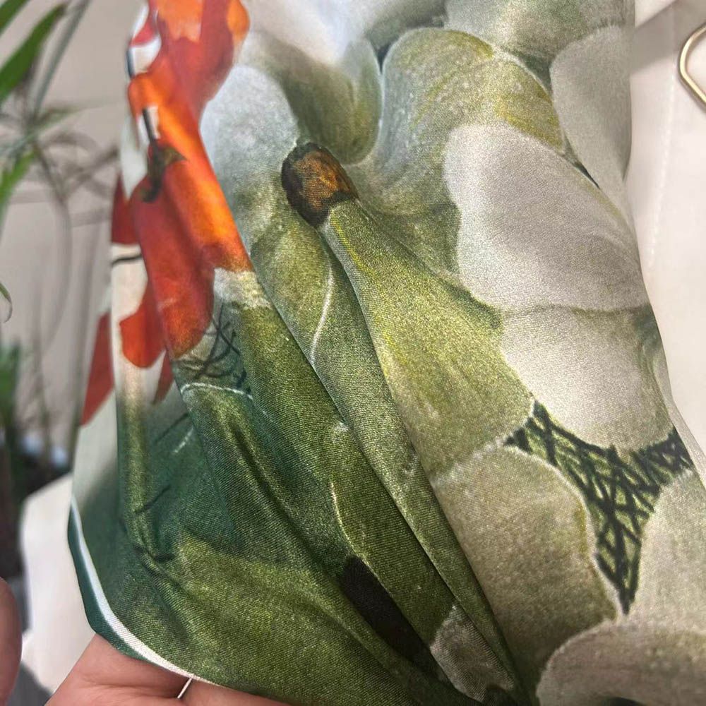 43" x 43" Printed 100% Mulberry Silk Square Scarf for Women Large Luxury Headscarf & Shawl