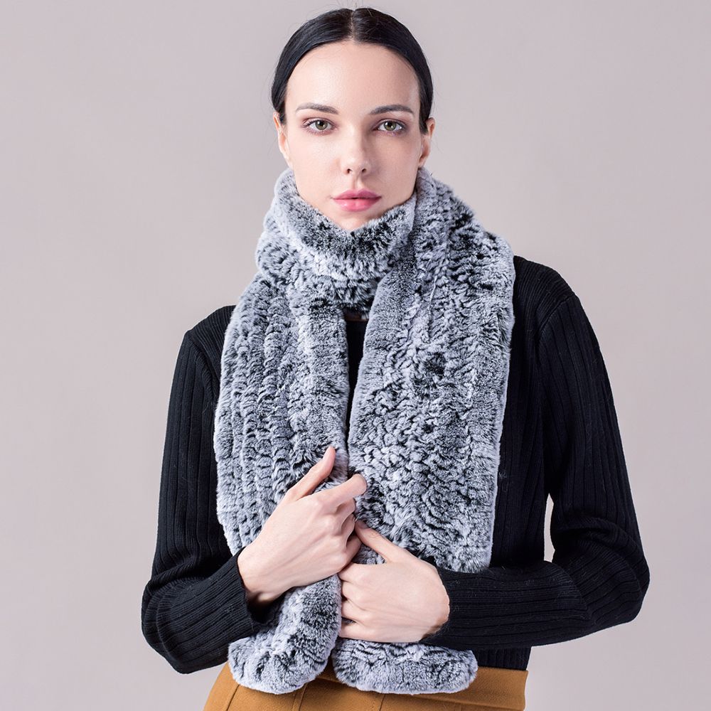 Real Rabbit Fur Scarf Women Winter Soft Warm Fashion Long Scarves