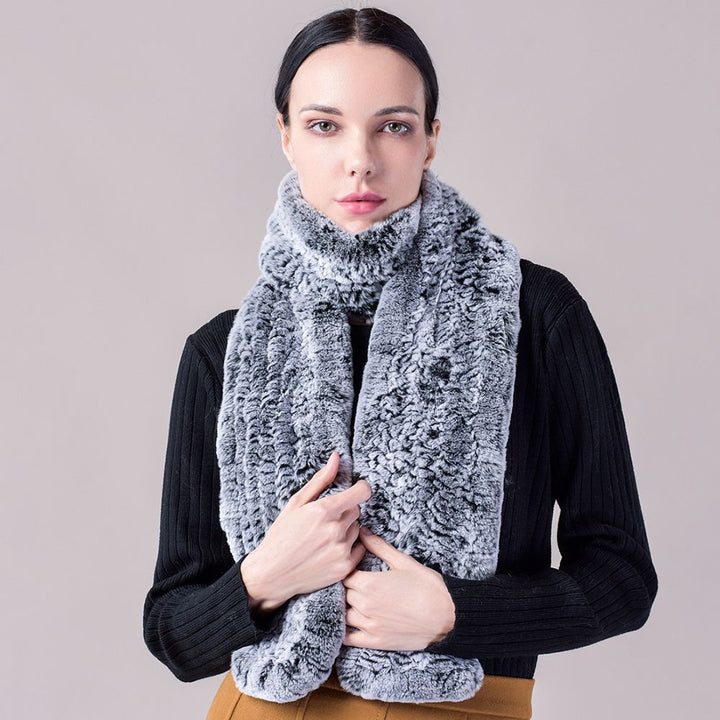 Real Rabbit Fur Scarf Women Winter Soft Warm Fashion Long Scarves