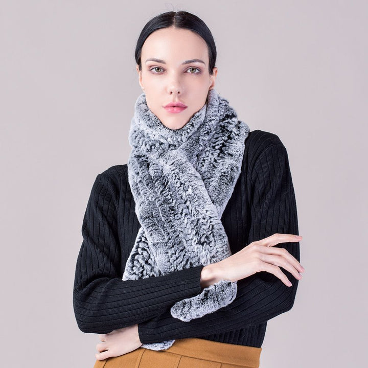 Real Rabbit Fur Scarf Women Winter Soft Warm Fashion Long Scarves