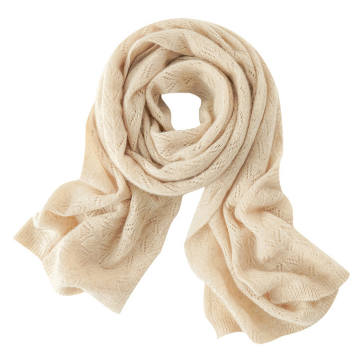 Hollow Knit 100% Pure Cashmere Long Scarf for Autumn and Winter