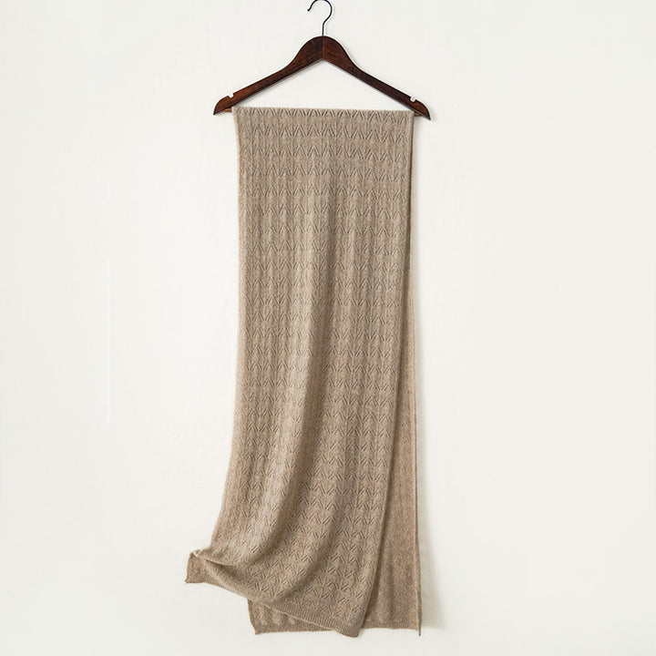 Hollow Knit 100% Pure Cashmere Long Scarf for Autumn and Winter