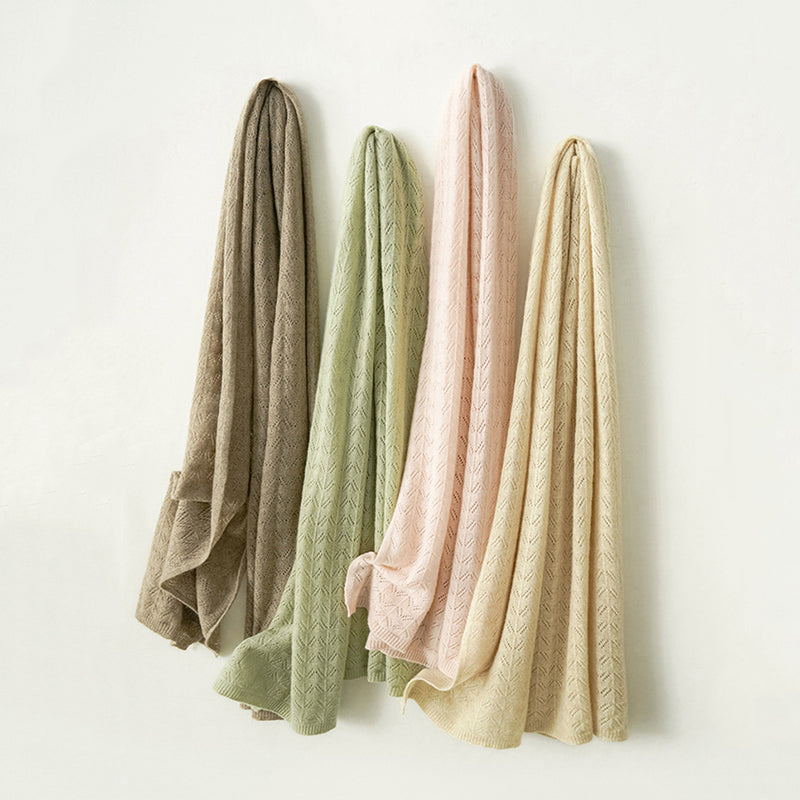 Hollow Knit 100% Pure Cashmere Long Scarf for Autumn and Winter